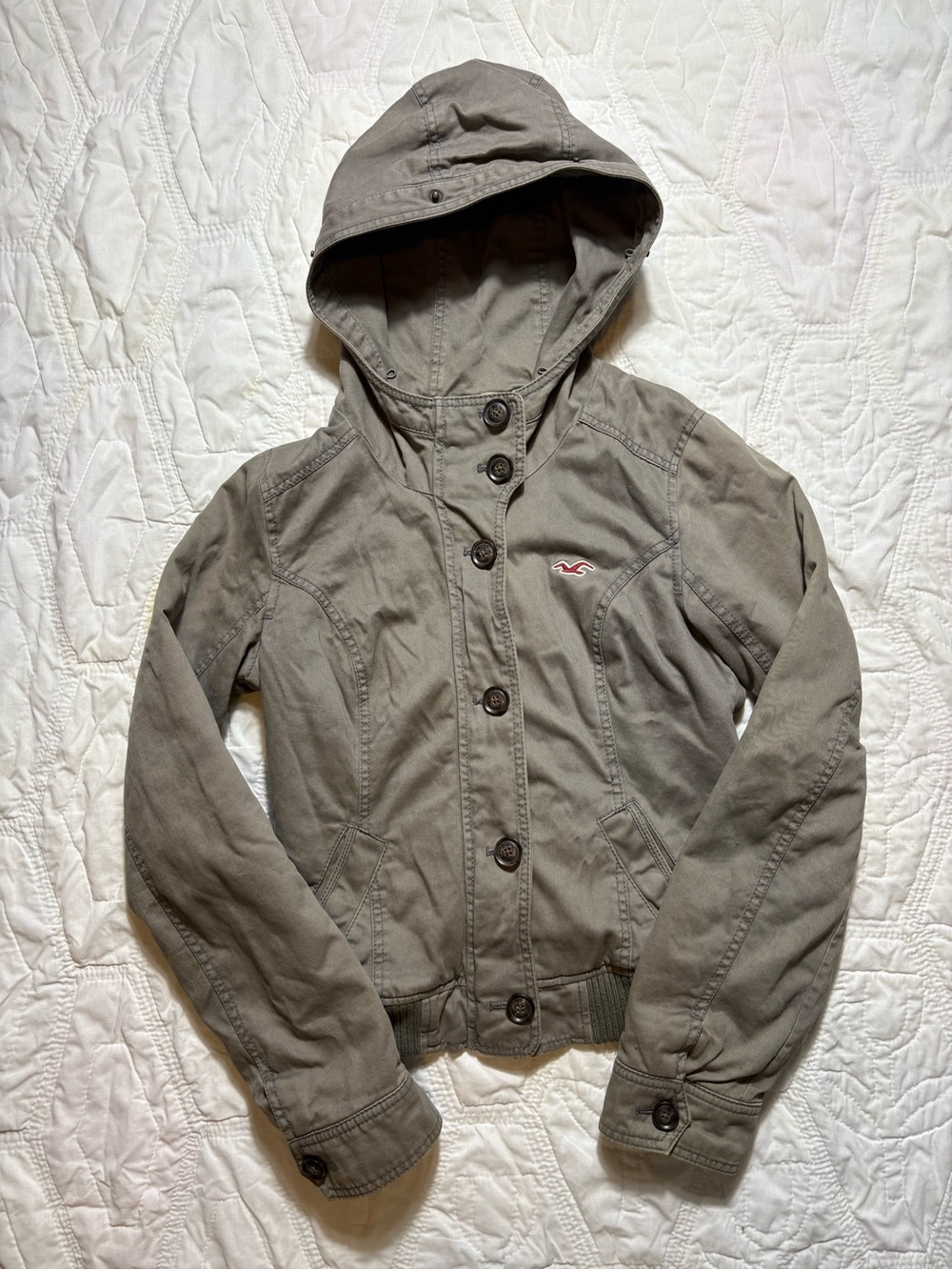 Women’s VTG Y2K Hollister Utility Bomber Plaid Lined Hooded Jacket Bella Swan